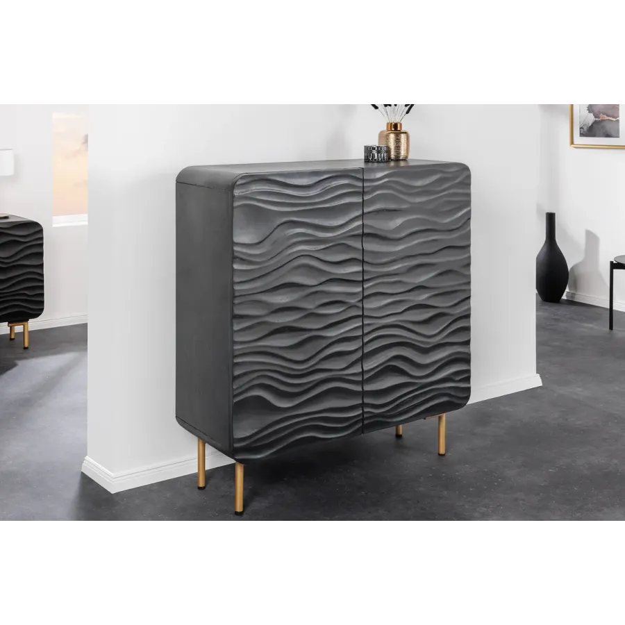 Invicta Komoda WAVE czarne mango 100 x 120 x 38cm / 43478