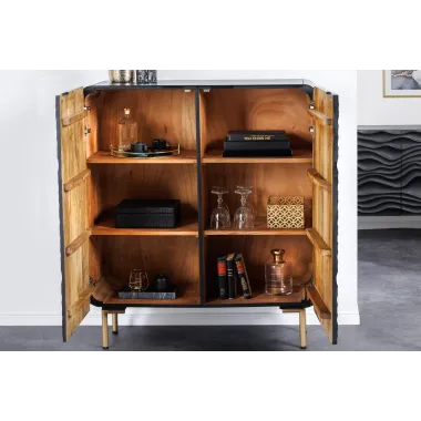 Invicta Komoda WAVE czarne mango 100 x 120 x 38cm / 43478