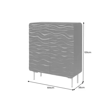 Invicta Komoda WAVE czarne mango 100 x 120 x 38cm / 43478