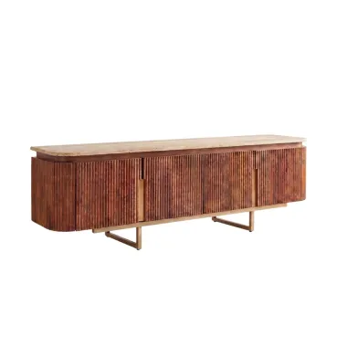 Invicta Szafka TV GATSBY mango blat z trawertytu 160 x 50 x 40cm / 49282