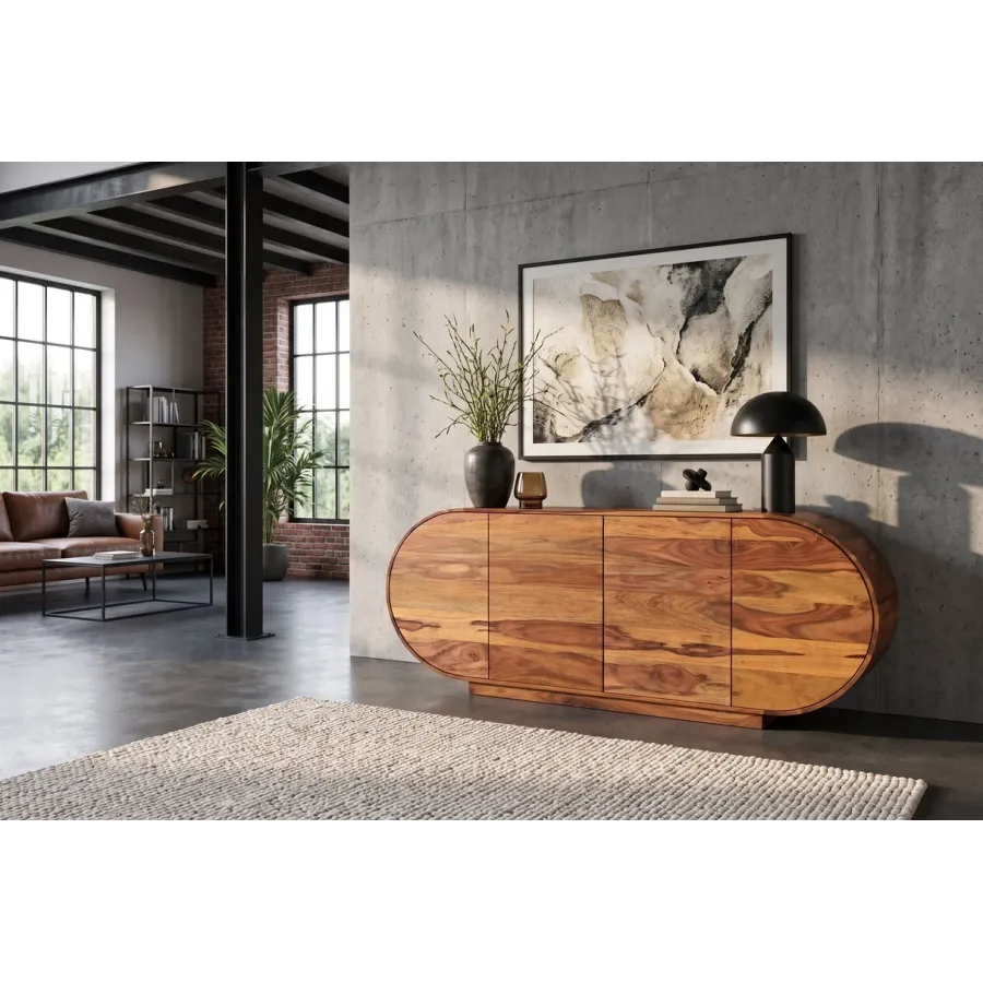 Invicta Komoda ORGANICO oval sheesham 177 x 76 x 38cm / 49226