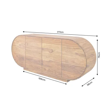 Invicta Komoda ORGANICO oval sheesham 177 x 76 x 38cm / 49226