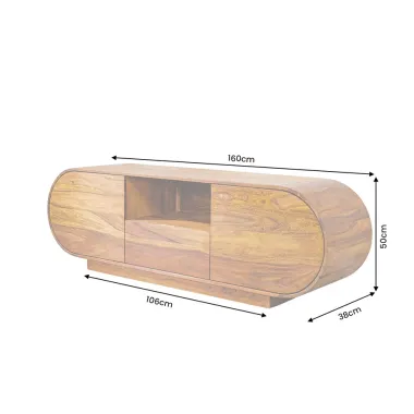 Invicta Szafka TV ORGANICO oval sheesham 160 x 50 x 38cm / 49229