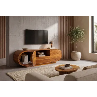 Invicta Szafka TV ORGANICO oval sheesham 160 x 50 x 38cm / 49229
