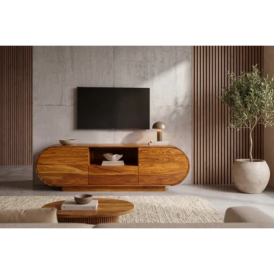 Invicta Szafka TV ORGANICO oval sheesham 160 x 50 x 38cm / 49229