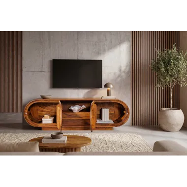 Invicta Szafka TV ORGANICO oval sheesham 160 x 50 x 38cm / 49229