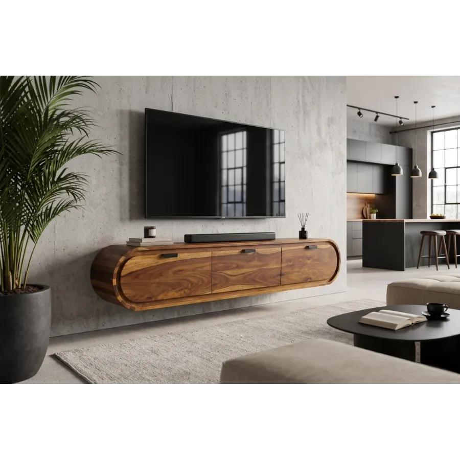Invicta Szafka TV ORGANICO oval sheesham 160 x 30 x 35cm / 47755