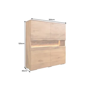 Invicta Komoda wysoka GRAND MANGO LED drewno mango 100 x 120 x 40cm / 49213