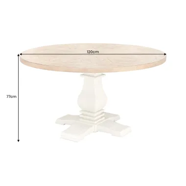 Invicta STół HAMPTONS sosna z recyklingu jasnobrązowy kremowy Ø 120cm / 48661