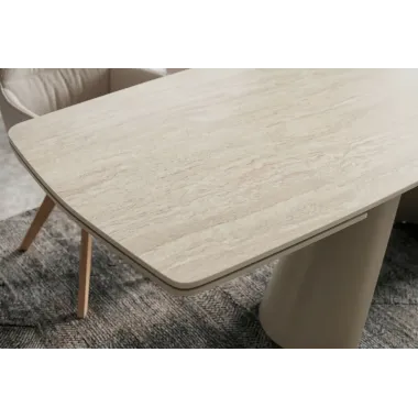 Invicta Stół VOGUE rozkładany optyka trawertytu szampański beż 160 - 240cm / 48530