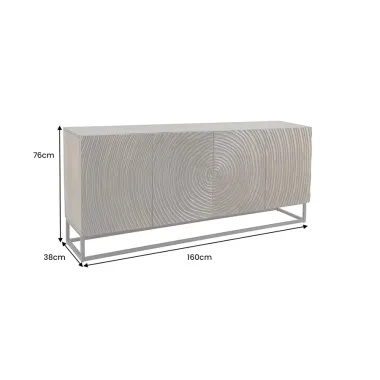 Invicta Komoda ZEN CIRCLE 3 D czarno brązowe mango 160 x 76 x 38cm / 49368