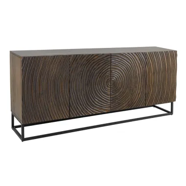 Invicta Komoda ZEN CIRCLE 3 D czarno brązowe mango 160 x 76 x 38cm / 49368