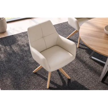Invicta Fotel ALMARA obrotowy 360° skórzany beżowy / 48567