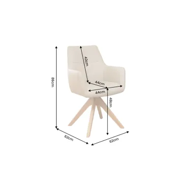 Invicta Fotel ALMARA obrotowy 360° skórzany beżowy / 48567