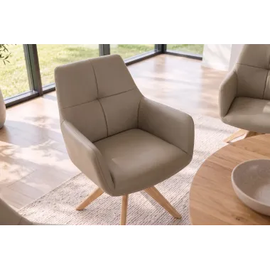 Invicta Krzesło ALMARA obrotowe 360° skórzane taupe / 49480