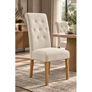 Invicta Krzesło CASA tkanina bouclé tweed beżowa 45cm / 48824