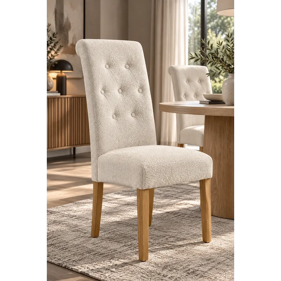 Invicta Krzesło CASA tkanina bouclé tweed beżowa 45cm / 48824