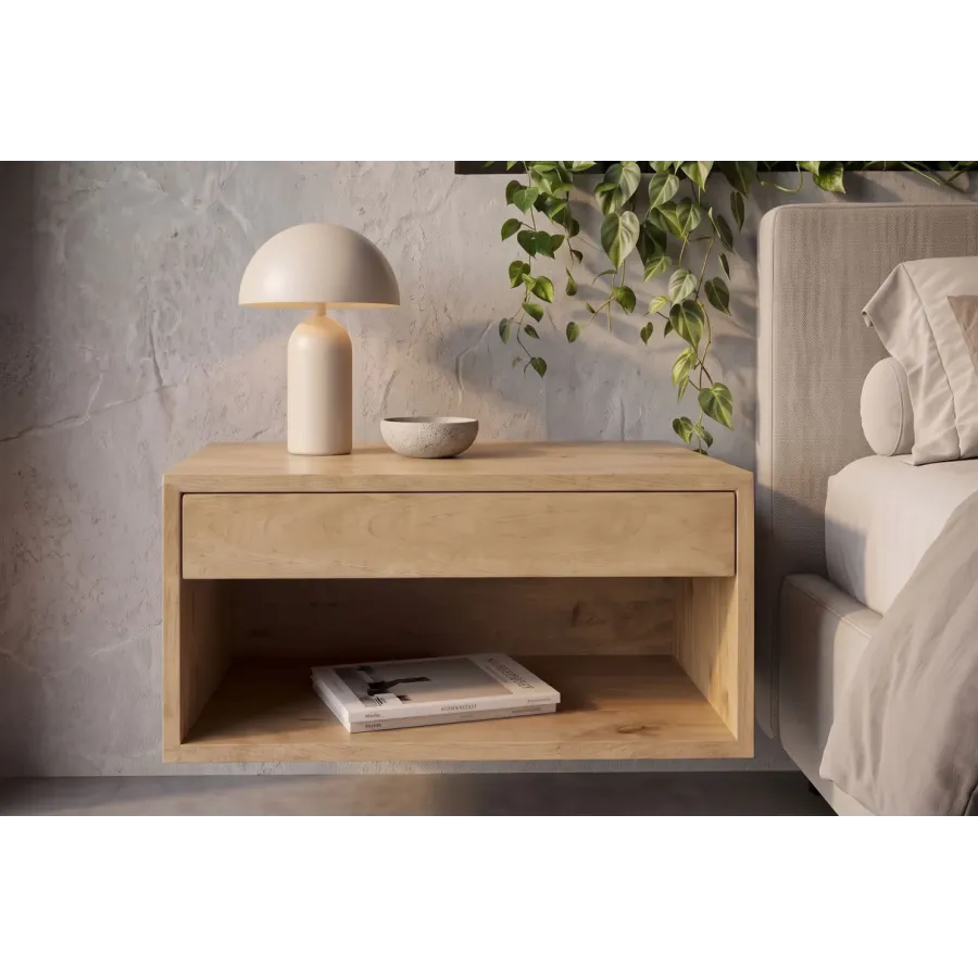 Invicta Szafka nocna PURE wisząca naturalnie kremowe mango 50 x 25 x 35cm / 48850