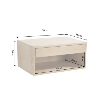 Invicta Szafka nocna PURE wisząca naturalnie kremowe mango 50 x 25 x 35cm / 48850