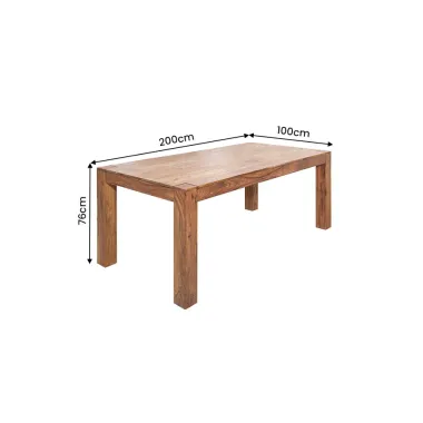 Invicta Stół drewniany MAKASSAR fix Sheesham 200 x 76 x 100cm / 15516