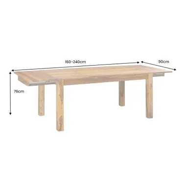 Invicta Stół drewniany MAKASSAR rozkładany Sheesham 160 - 240 x 76 x 90cm / 49319