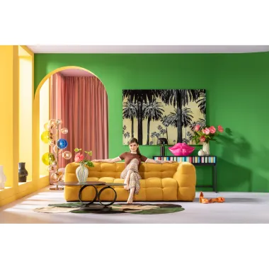 Kare Sofa SALAMANCA żółte chenille 240 x 70 x 107cm / 87347