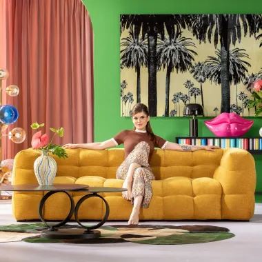 Kare Sofa SALAMANCA żółte chenille 240 x 70 x 107cm / 87347