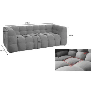 Kare Sofa SALAMANCA szaro brązowy chenille 208 x 70 x 105cm / 88018