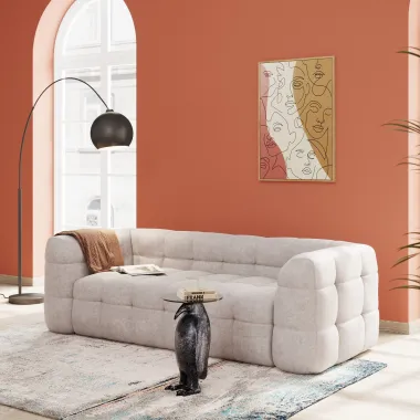 Kare Sofa SALAMANCA kremowa chenille 240 x 70 x 107cm / 87348