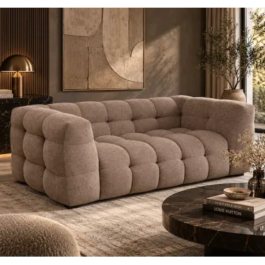 Kare Sofa SALAMANCA szaro brązowy chenille 208 x 70 x 105cm / 88018