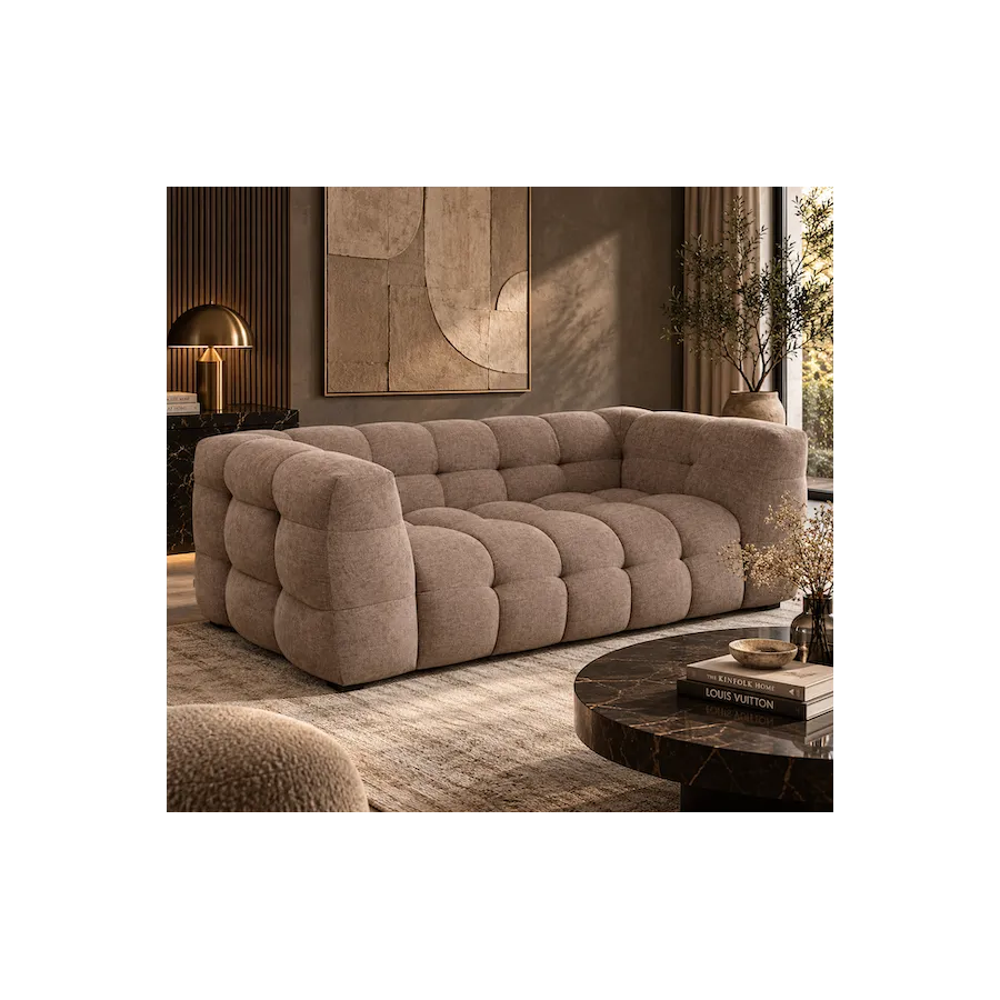 Kare Sofa SALAMANCA szaro brązowy chenille 208 x 70 x 105cm / 88018