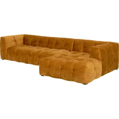 Kare Sofa narożna SALAMANCA żółto brązowe chenille prawostronna 320 x 67 x 167cm / 86864