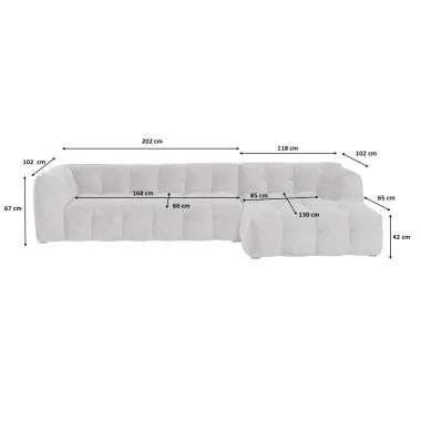 Kare Sofa narożna SALAMANCA żółto brązowe chenille prawostronna 320 x 67 x 167cm / 86864
