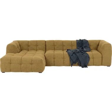 Kare Sofa narożna SALAMANCA żółto brązowe chenille lewostronna 320 x 67 x 167cm / 86865
