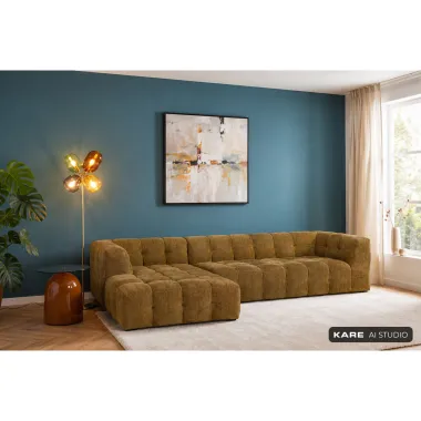 Kare Sofa narożna SALAMANCA żółto brązowe chenille lewostronna 320 x 67 x 167cm / 86865