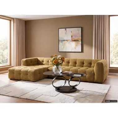 Kare Sofa narożna SALAMANCA żółto brązowe chenille lewostronna 320 x 67 x 167cm / 86865