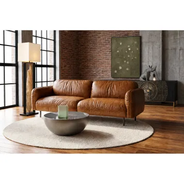 Kare Sofa CALGARY brązowa skóra naturalna 226 x 73 x 88cm / 87147