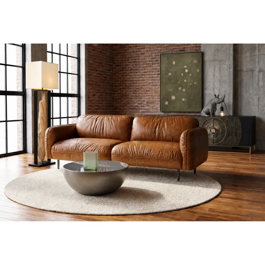 Kare Sofa CALGARY brązowa skóra naturalna 226 x 73 x 88cm / 87147