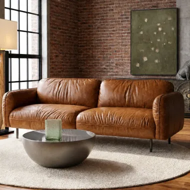 Kare Sofa CALGARY brązowa skóra naturalna 226 x 73 x 88cm / 87147