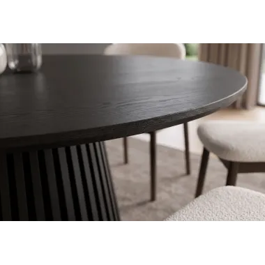 Invicta Stół do jadalni VALHALLA WOOD fornir dębowy czarny Ø120cm / 45056
