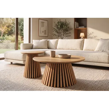 Invicta Stolik kawowy VALHALLA WOOD dąb Ø 70cm / 45894