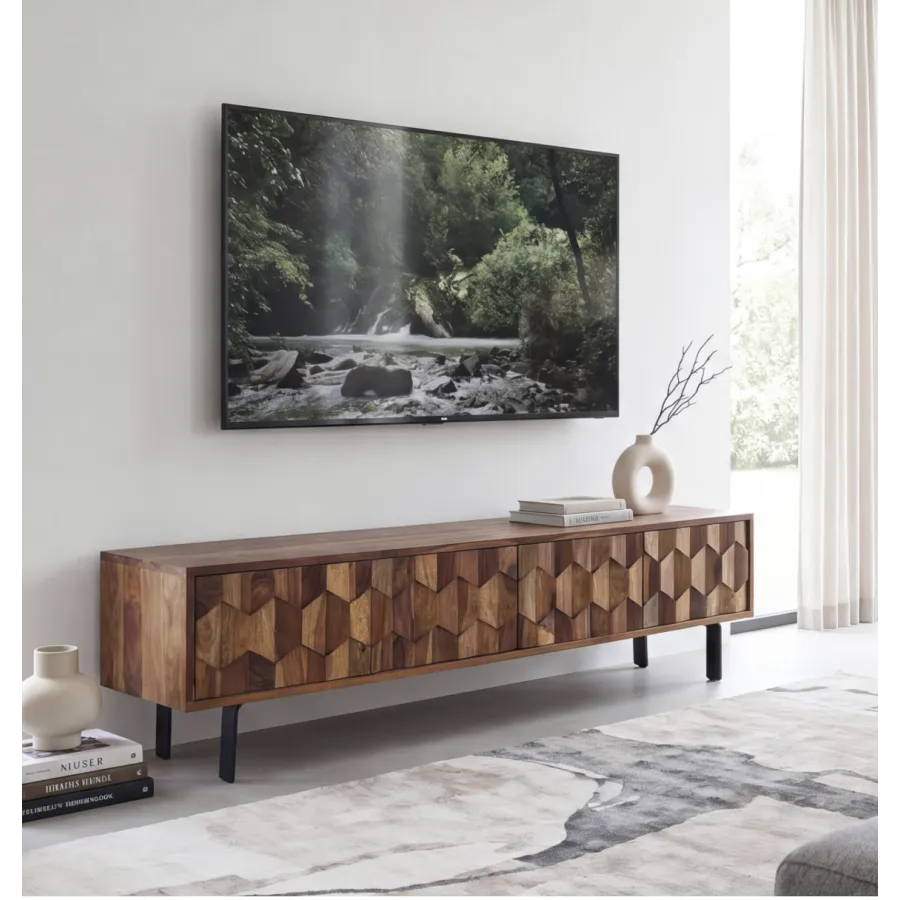WOHNLING Szafka TV MYSTIC LIVING 3D sheesham 160 x 40 x 35cm / WL7.030