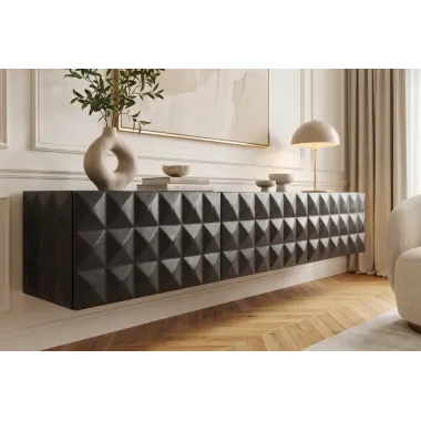 Invicta Szafka TV VULCANO wisząca czarne mango 160 x 31 x 35cm / 47768
