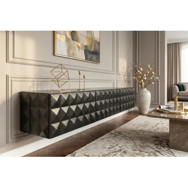 Invicta Szafka TV VULCANO wisząca czarne mango 160 x 31 x 35cm / 47768