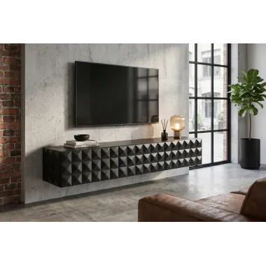 Invicta Szafka TV VULCANO wisząca czarne mango 160 x 31 x 35cm / 47768