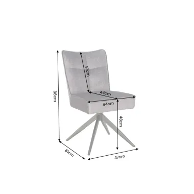 Invicta Krzesło obrotowe LUGANO 360° szary aksamit 47 x 88 x 51cm / 49068