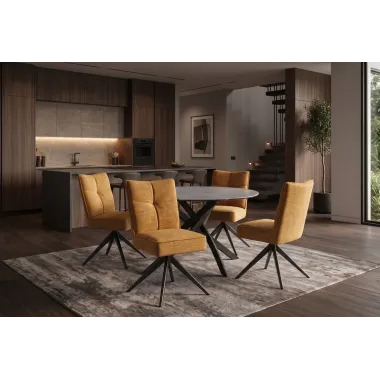 Invicta Krzesło obrotowe LUGANO 360° musztardowo żółty aksamit 47 x 88 x 51cm / 49069