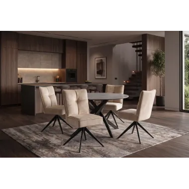 Invicta Krzesło obrotowe LUGANO 360° beżowy aksamit 47 x 88 x 51cm / 49067