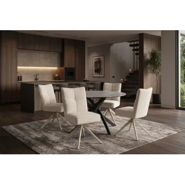 Invicta Krzesło obrotowe LUGANO 360° beżowe chenille 47 x 88 x 51cm / 49065