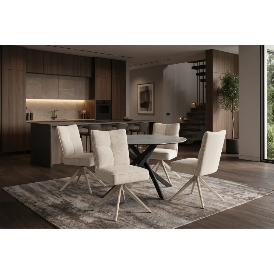 Invicta Krzesło obrotowe LUGANO 360° beżowe chenille 47 x 88 x 51cm / 49065